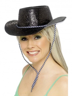 Kovbojský klobouk flitrovaný - černý